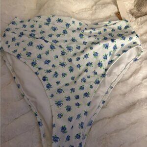 PINK Victoria's Secret Floral Bikini Bottom - Blue and White